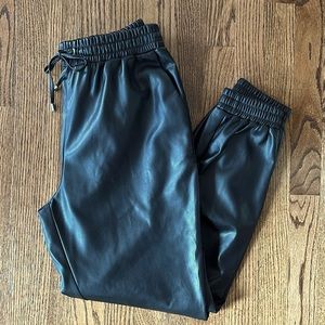 Calvin Klein black faux leather joggers, sz M